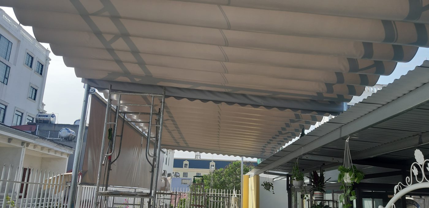 Mái bạt xếp làm tại trường lương khánh thiện hải phòng